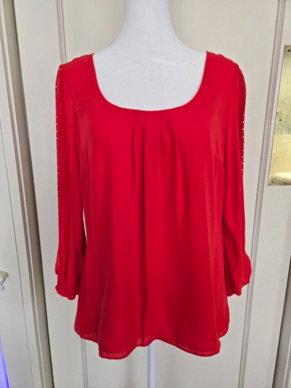 Red Silk Blouse.  Size 10.  Excellent Condition.  White /House/Blacke Market.